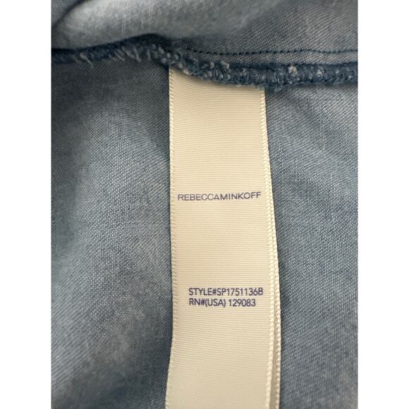 Rebecca Minkoff Rita Denim Chambray One Shoulder Embroidered Blouse Top Blue S - Picture 11 of 12